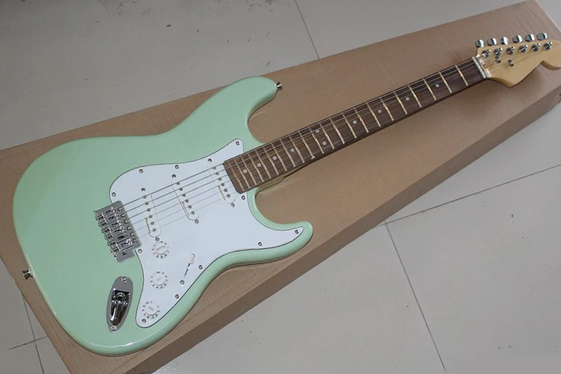 Factory Custom Light Green Electric Guitar with White Pickguard,3S