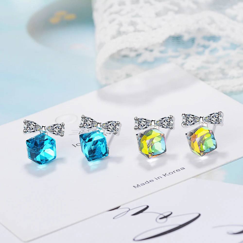 Серьги гвоздики женские из серебра 925 пробы с фианитом|Серьги-гвоздики| |