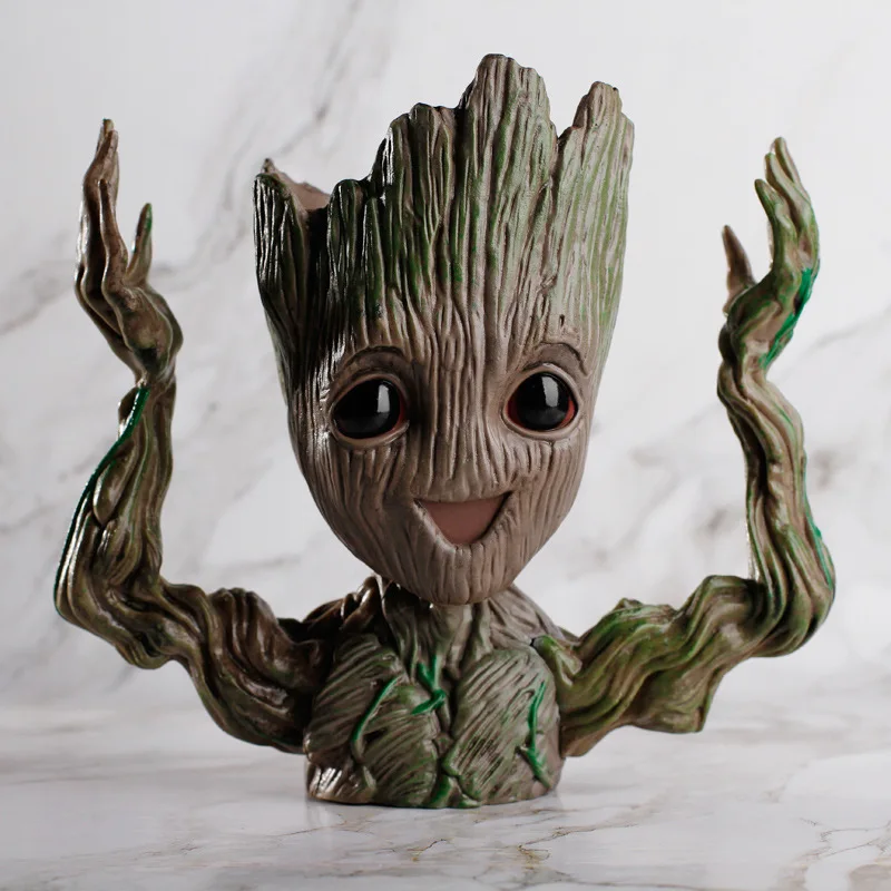 Strongwell Flowerpot Baby Groot Pen Pot Holder Plants Flower Pot Cute Action Figures Toys for Kids Gift Desktop Decoration