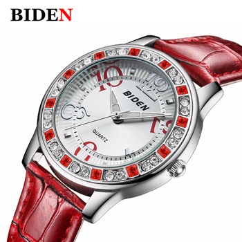 

BIDEN Women Watches Brand Luxury Fashion 2018 Leather Strap Quartz Watch Ladies Diamond Waterproof Dress Clock Relogio Feminino