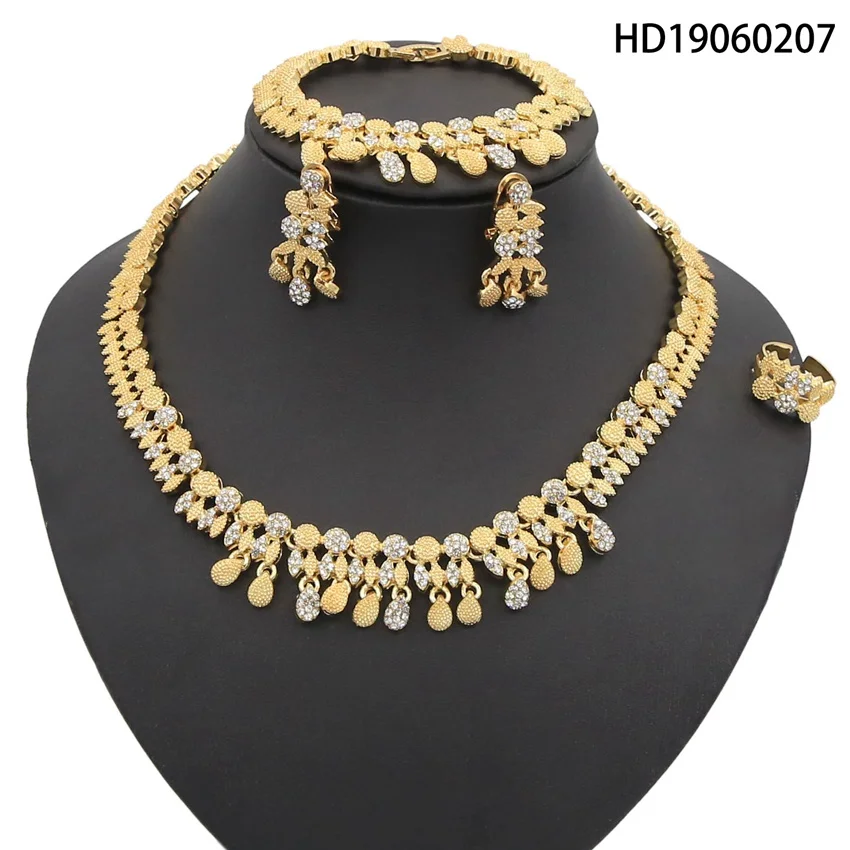 

Yulaili Gold-color French Jewelry Sets For Women Wedding Bridal Double Layer Round Unique Necklace Earrings Fashion Jewelry