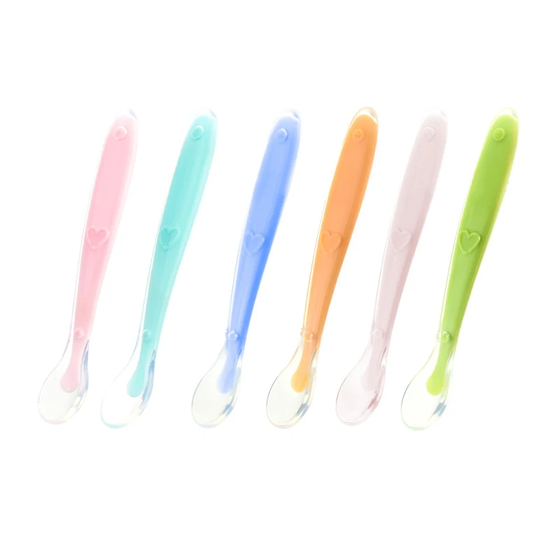

Baby Soft Silicone Feeding Spoon Infant Solid Color Food Utensils Spoons Newborn Safety Food Supplement Tableware MY0040
