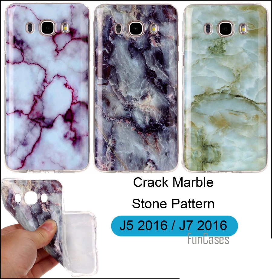 Crack Marble Case Cover For Samsung Galaxy J5 J7 2016 J510FN J710FN Stone Pattern Soft TPU Protector | Мобильные телефоны и