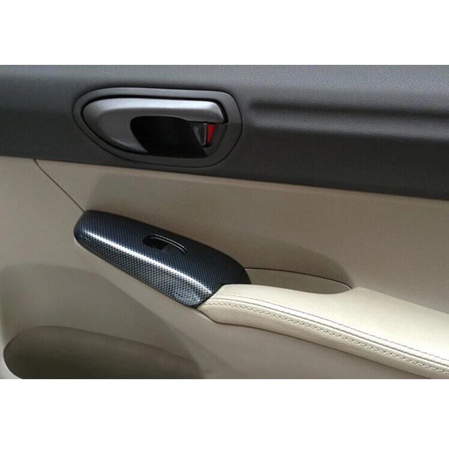 YAQUICKA 4 шт./компл. салона подлокотник окно Лифт кнопка включения Панель накладка рамка для Honda Civic 8th Gen 2006-2011 из АБС-пластика