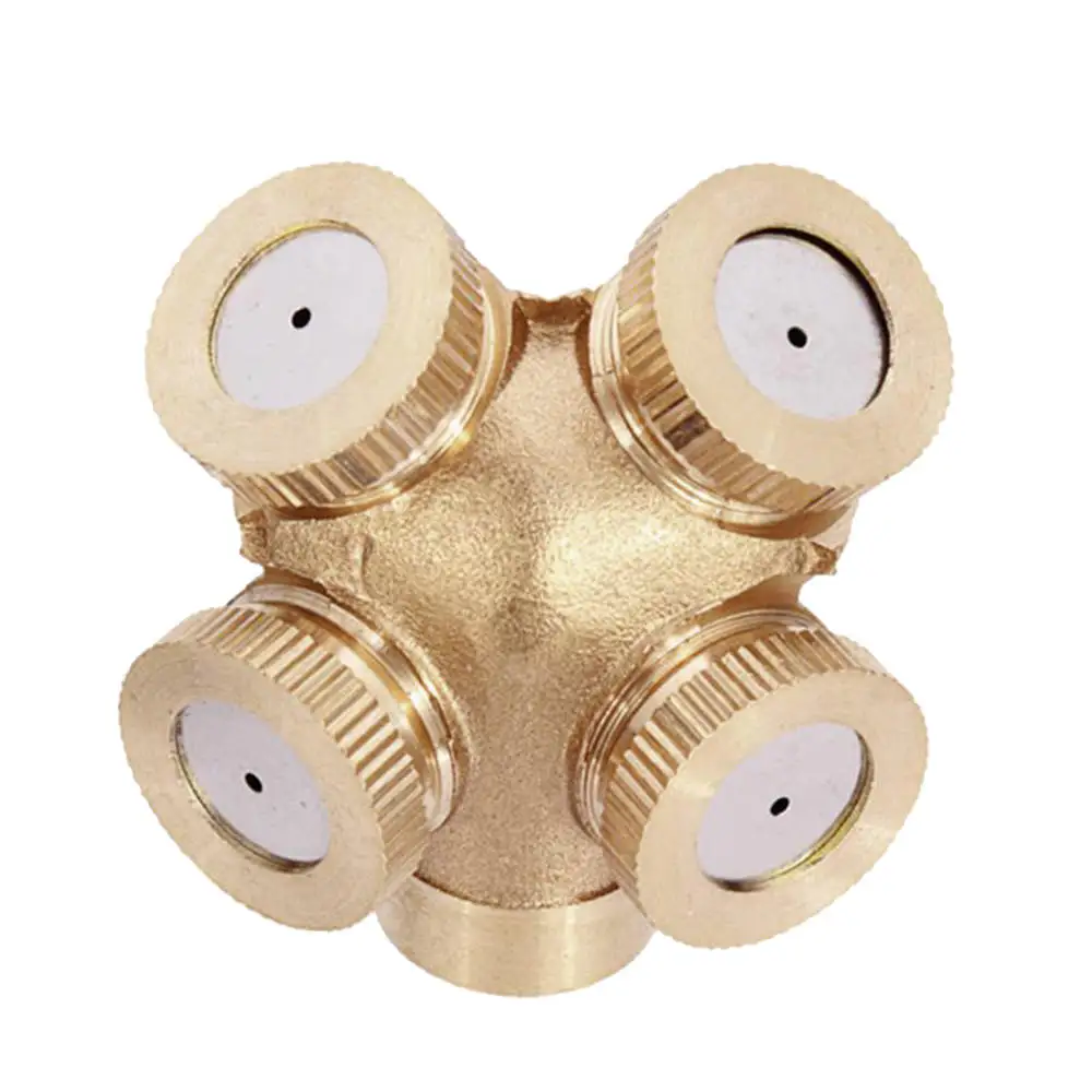 1pc 4 Point Misting Nozzles Garden Watering Irrigation Fitting Hose Sprinkler  Nozzle 180 Degree Sprayer Copper Nozzle