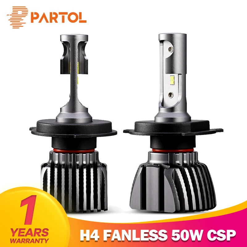 Partol NF15 H4 автомобиля светодиодные лампы фар 50 Вт 8000LM Hi-Lo луч автомобильных 6500 К для
