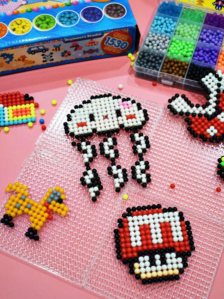 

DIY Clear Pegboards Perler Bead Puzzle Jigsaw Tool Arts Craft Colored Board Kids Toys for Girls Children