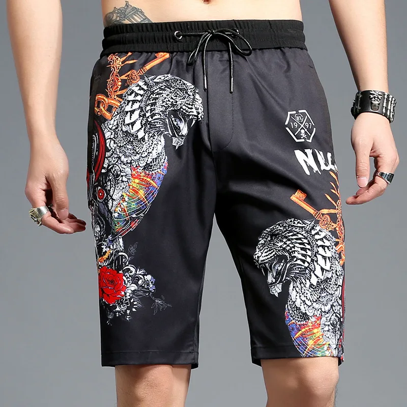 Summer Mens Beach Shorts Animal Tiger Head Pattern 3d Print Casual Shorts for Men Bodybuilding