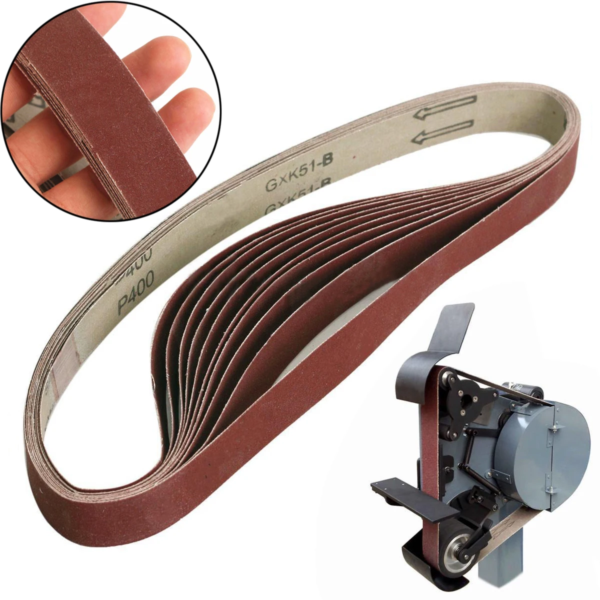 10 Pack 400 Grit Sanding Belts Brown Alumina Sander Power Tools Accessories 760x25mm | Инструменты