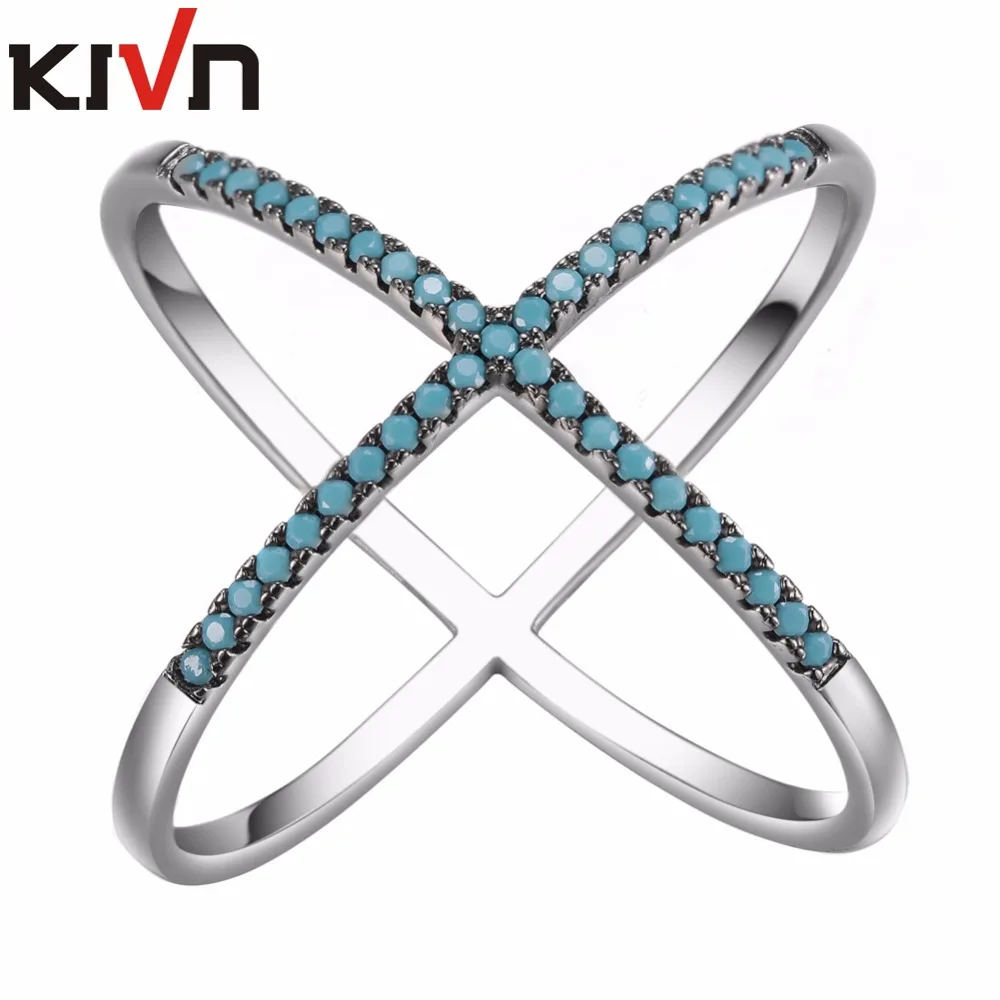 Модные ювелирные украшения KIVN перекрестные фианиты X кольца для женщин рекламные