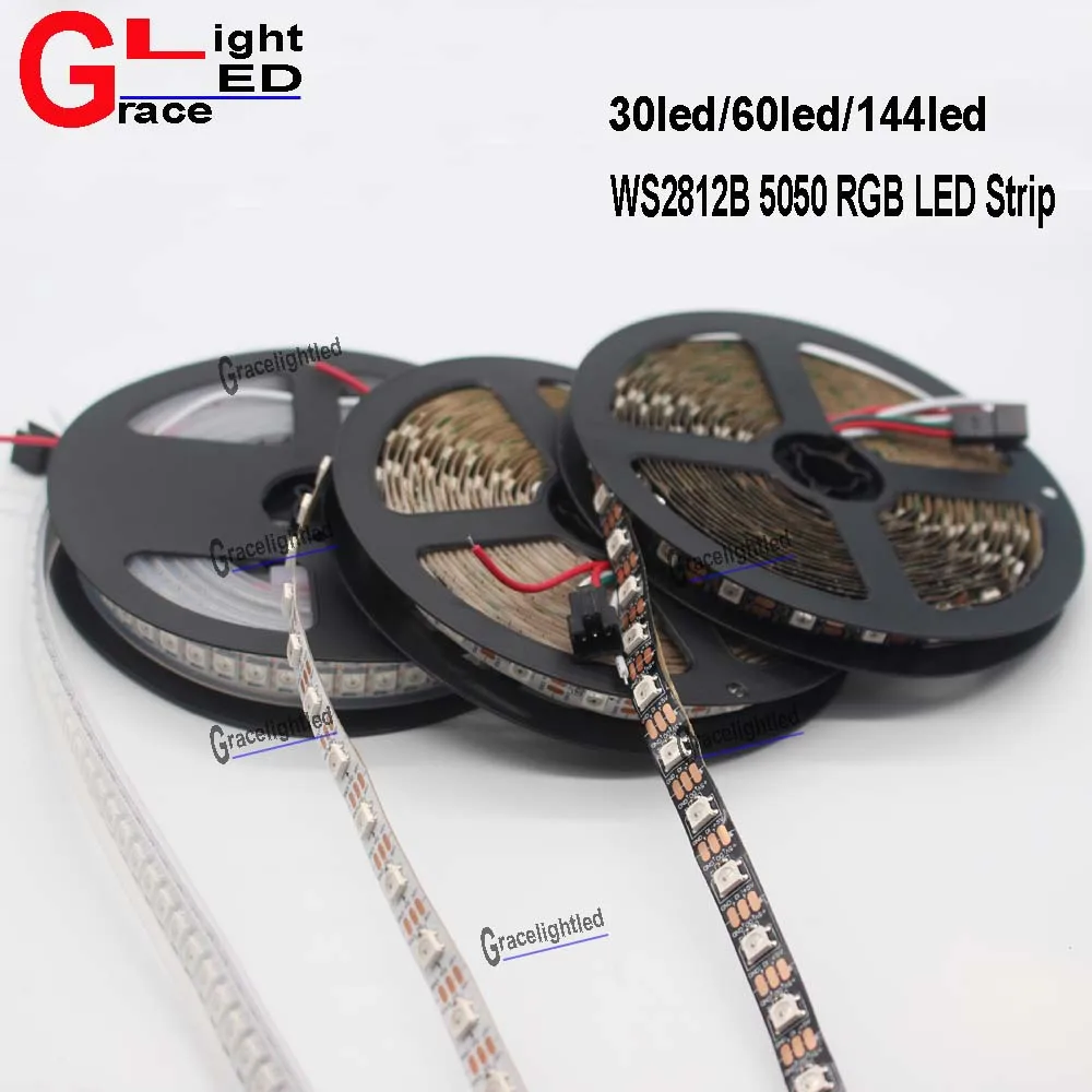 WS2812B 5050 RGB Светодиодные ленты 5 м 150 300 светодиодов 144 30LED/м прибор приемно