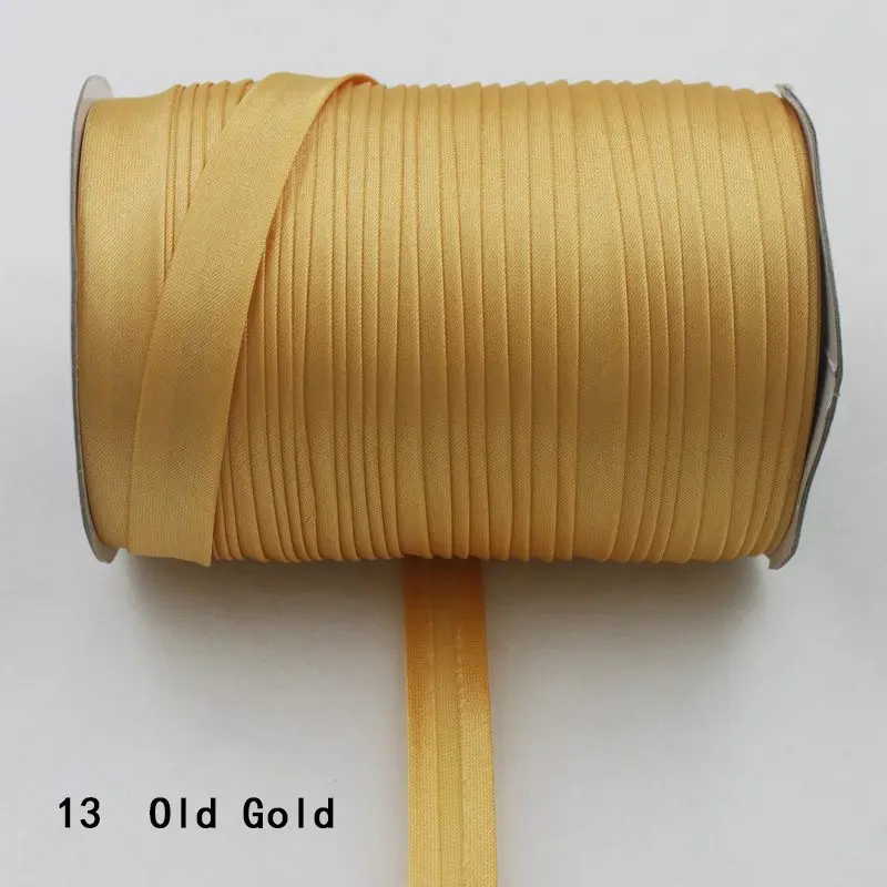 Полиэстер 5/"(15 мм) Атлас косой ленты косой связывания сплошной цвет для пошив одежды «сделай сам» и обрезки 25 ярдов/рулон - Цвет: 13  old gold