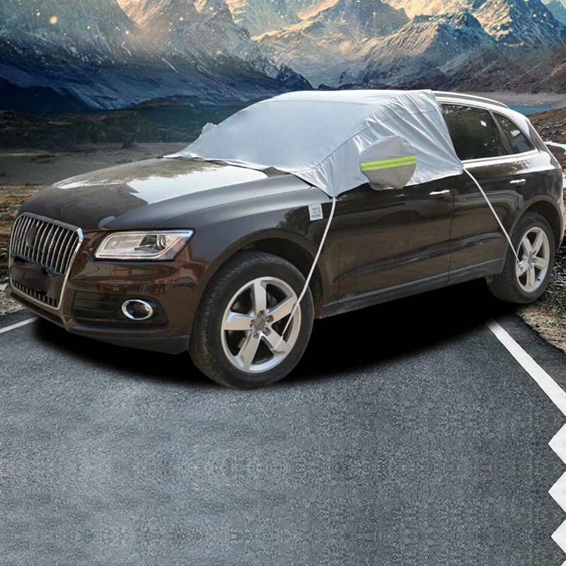 

Car garment car cover half cover winter snow snow thickened block is simple to install anti ice frost lint thickening
