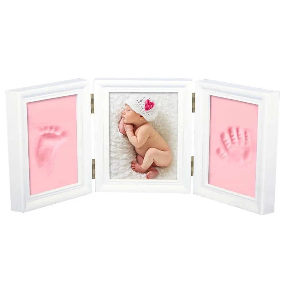 Baby Hand&Foot Print Hands Feet Mold Maker Bebe Baby Photo Frame With Cover Fingerprint Mud Set Baby Growth Memorial Gift