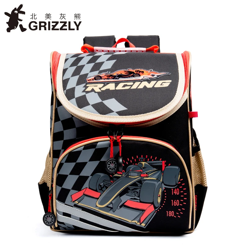 

GRIZZLY New Fashion Girls Students Cartoon School Bags Orthopedic Waterproof Primary School Backpacks for Children Grade 1-4
