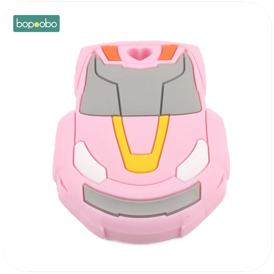 Bopoobo 1 шт. силиконовый Прорезыватель автомобиль DIY для ребенка погремушка соска клип BPA Бесплатно Силиконовый поезд Прорезыватель зубов кулон детский Прорезыватель - Цвет: New Pink Car