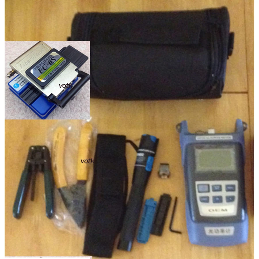 

10 In 1 FTTH Fiber Optic Tool Kit Fiber Cleaver ,Fiber power meter 10Mw Visual Fault Locator cable tester Wire stripper