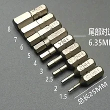 Новые 9 шт. l25мм магнитные шестигранные наконечники отвертки 1,5-8 мм метрическая система S2 сталь 1/" шестигранный хвостовик шестигранный защитный бит DIY ручные инструменты