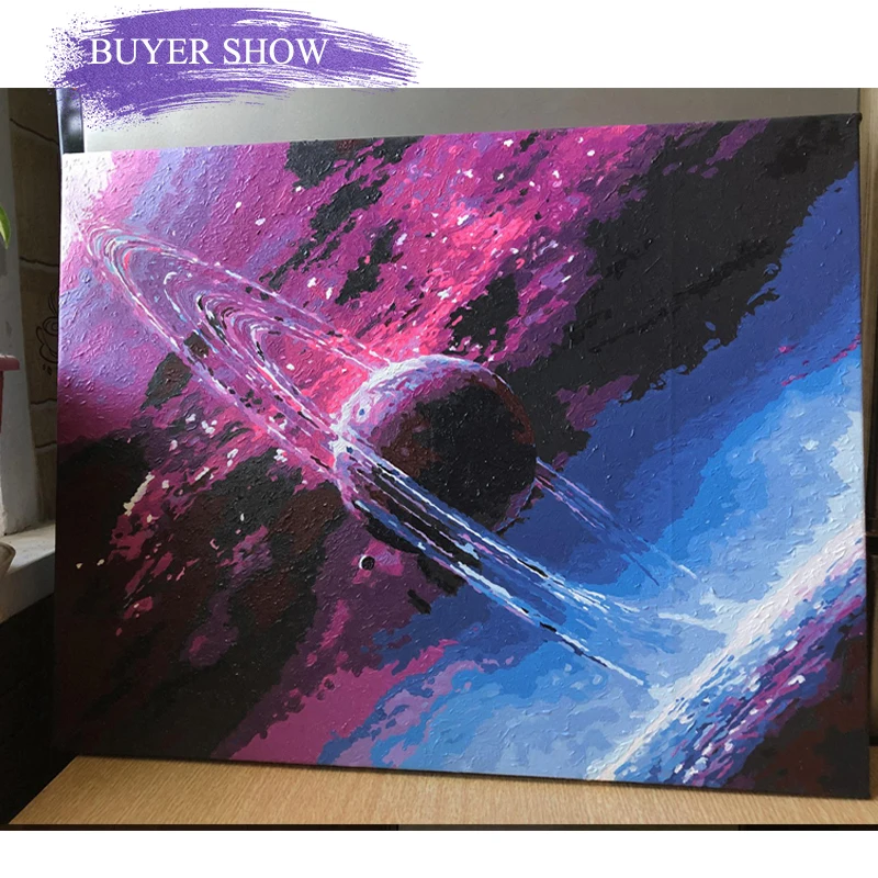SDOYUNO фиолетовая планета DIY рамка краска по номерам настенная художественная картина украшение комнаты краска по номерам для декора стен подарок