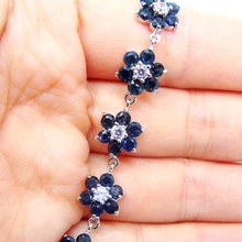 Серьги GVBORI из натуральных жемчужин сапфир 925 пробы Серебряный браслет леди драгоценный камень Fine Jewelry Благородный Мода Цветочный дизайн Сапфировый Браслет