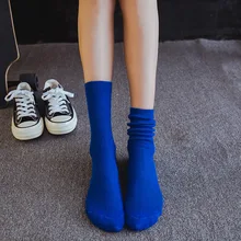 Осенние и зимние носки в японском стиле, тонкие носки, однотонные женские носки до середины икры в консервативном стиле