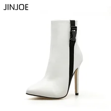 

JINJOE Woman Boots Pointed Toe High Heels Pumps Party Wedding boots Female Stilettos Bootie Thin heel pumps Button boots