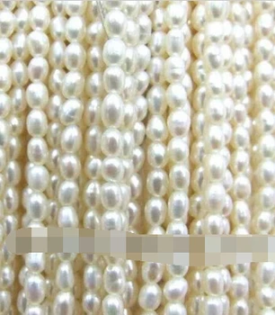 

Jewelry 00319 3-4mm White Freshwater Pearl Columniform Beads 14.5"10pc natural Luxury Ms. girl Wedding Jewelry
