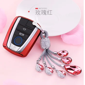 

Free Shipping TPU Car Key Case Cover for BMW I3 I8 Series Protection Key Shell Car Styling Crystal Keychain Ring Accessories