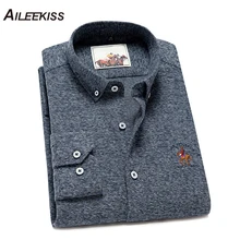 AILEEKISS, мужская рубашка, новинка, матовая, хлопок, мягкая, модная, повседневная, длинный рукав, сплошной цвет, приталенная, высокое качество, мужские рубашки XT762