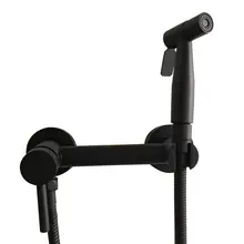 black Brass Toilet Handheld Bidet Spray Shower Sprayer Set With Hot and Cold Mixer Valve portable seat cover nozzle two holes black bathromm toilet brass bidet spray hot