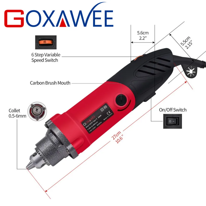 GOXAWEE, 240 Вт, электрическая мини-дрель для Dremel, стильный роторный электроинструмент, гравер, сверлильный станок, шлифовальный станок, абразивный инструмент для дома DIY