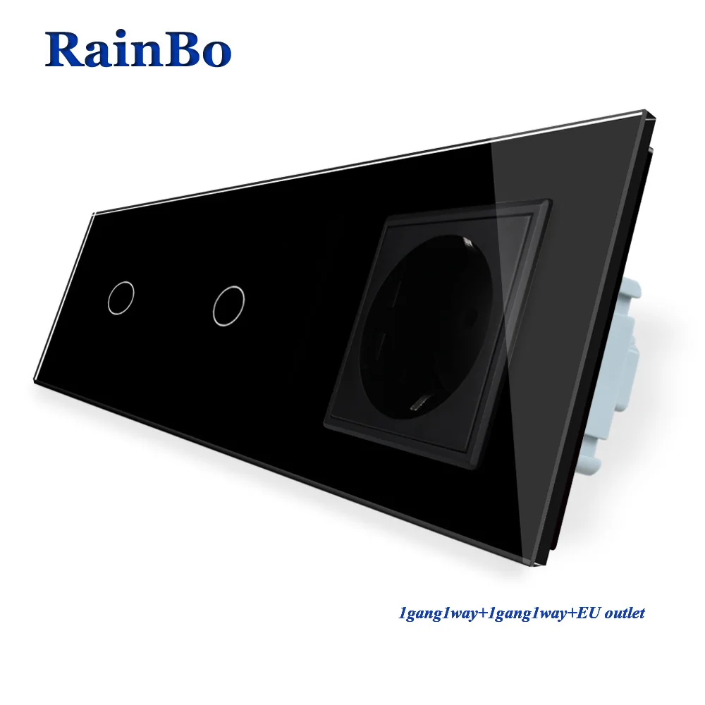 RainBo кристально стеклянная панель Электронная настенная розетка ЕС сенсорный