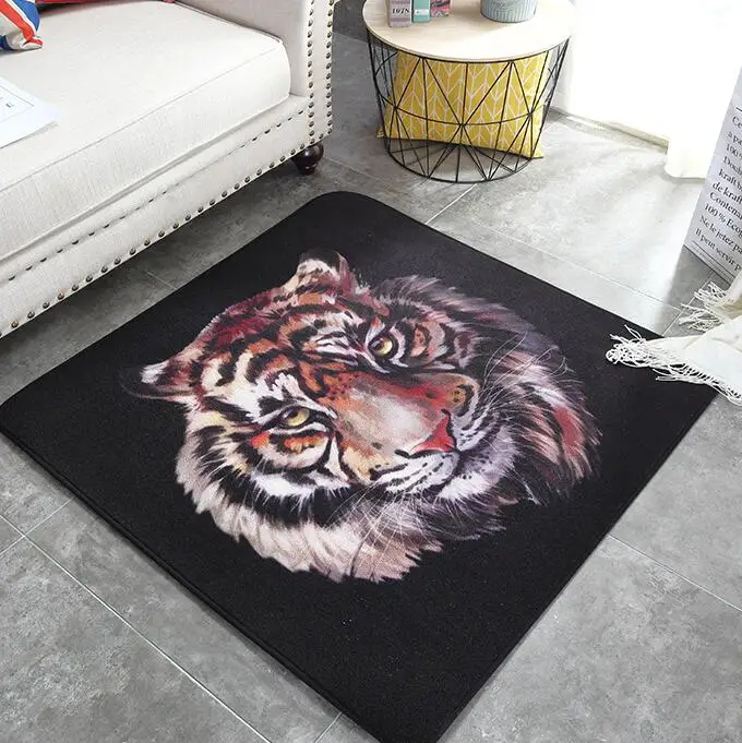 

King Of The Forest Tiger Animal printed Pattern Rectangle Round Carpet Non-Slip Living Room Bedroom Rug Home Decorator Floor Rug