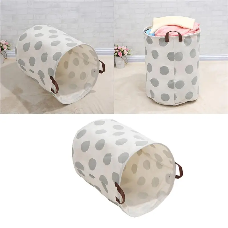 

1 Pc Multifunctional Cotton Linen Laundry Basket Circle Printing Large Capacity Dirty Clothes Basket Durable Home Storage