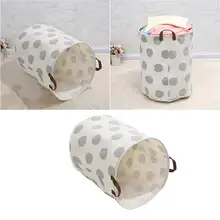 1 Pc Multifunctional Cotton Linen Laundry Basket Circle Printing Large Capacity Dirty Clothes Basket Durable Home Storage