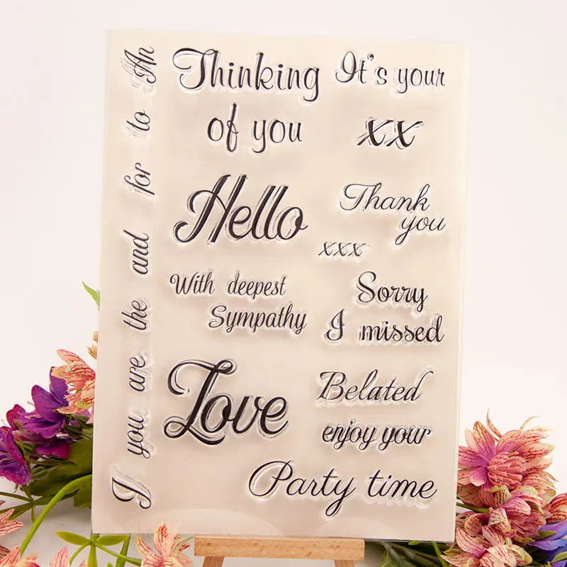 

Hello Love Letters Pattern Clear Stamps for Scrapbooking DIY Silicone Seals Photo Album Embossing Folder Paper Template Crafts