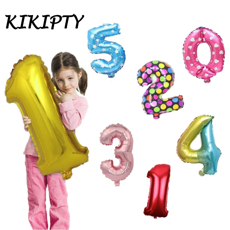 

1pcs 16/32/40 inch Number balloon Aluminium Foil balloon 0~9 birthday party decoraiton baby shower wedding balloon supplies