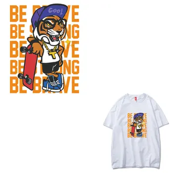 

Cute Animal Tiger Patch for Clothing Sticker Hip Hop Heat Transfer Clothes Patches Vinyl Stripes Rock DIY T-shirt Thermal Press