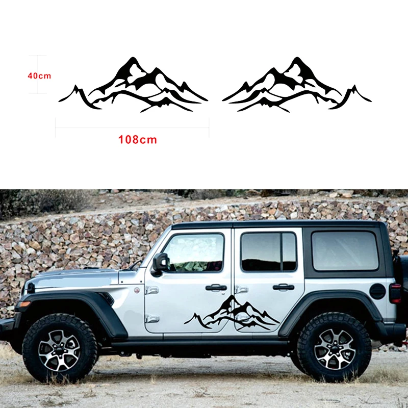 2x Mountain Graphic Car Fender Side Decal For Jeep Wrangler Rubicon Sahara  Ku-54 - Car Stickers - AliExpress