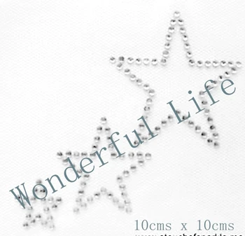 

Free Shipping TRIPLE STARS Iron On Hot Fix Rhinestone transfer iron on image