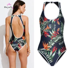 Sexy Women Swimsuit Printing One Piece Swimwear High Cut Blackless Sport Bathing Suits Push Up Monokini Hollow Trikinis Bodysuit sexy black swimwear women beach sport swimsuit new hollow one piece swimwear high cut monokini bodysuits new trikinis swim suits