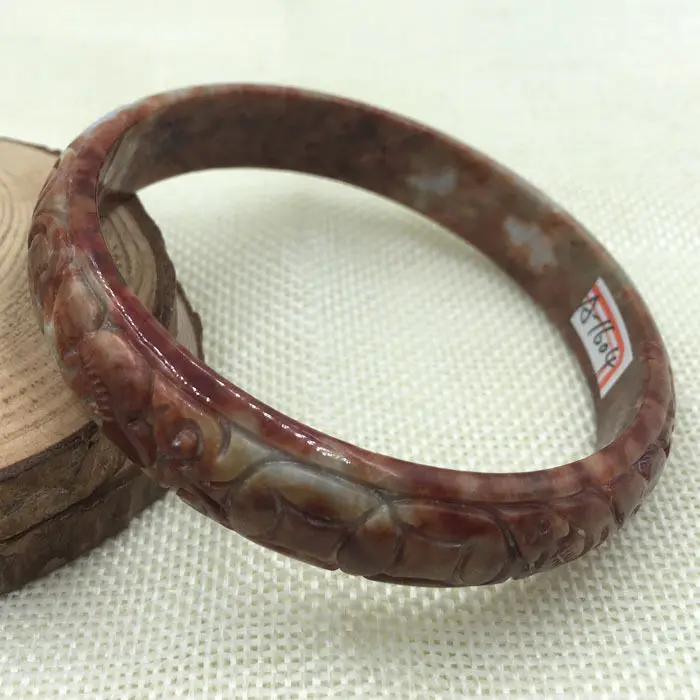 

A-1604 Chinese Beautiful Hand-carved Red Jadeite Jade Gems Bangle Bracelet 66mm 28% 10.13