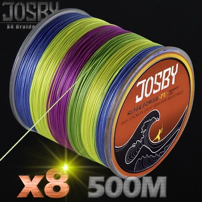 JOSBY 500 м 8X рыболовная брендовая супер прочная японская многонитевая ПЭ плетеная рыболовная леска 8 нитей 12LBS-78LBS ловля карпа - Цвет: Многоцветный