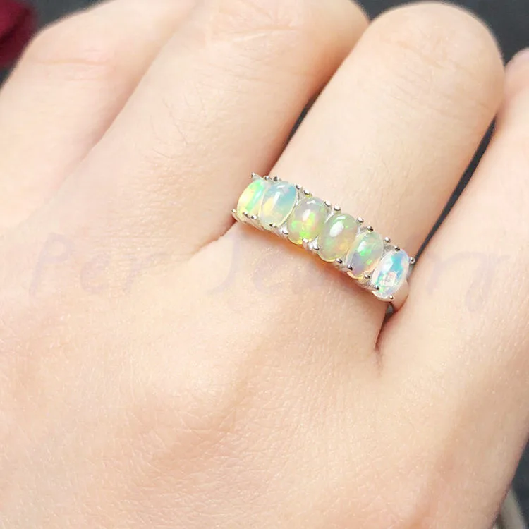 Природный Опал кольцо настоящий opal 925 серебро Handworked кольца Fine jewelry 0.2CT* 6 шт. Самоцветы#16102536