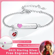 BELAWANG на заказ Божья коровка сердце гравировка именной браслет персонализированные ювелирные изделия 925 Серебряный браслет дети подарок для девочек