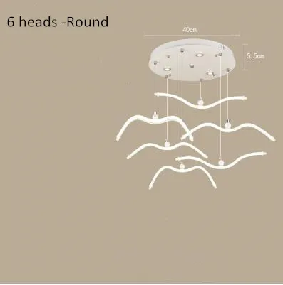 Скандинавский дизайн чайки светодиодные люстры для бара/кухни птицы Люстра Потолочный акриловый Блеск подвесной светильник - Цвет абажура: 6 heads -Round