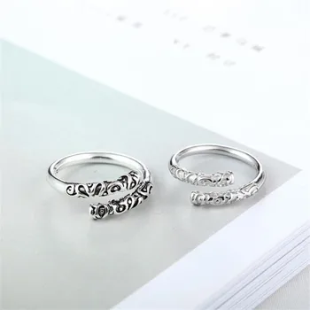 

New Creative Gold Hoop Stick 925 Sterling Silver Jewelry Wukong's Weapon Simple Personality Women Gift Opening Rings SR414