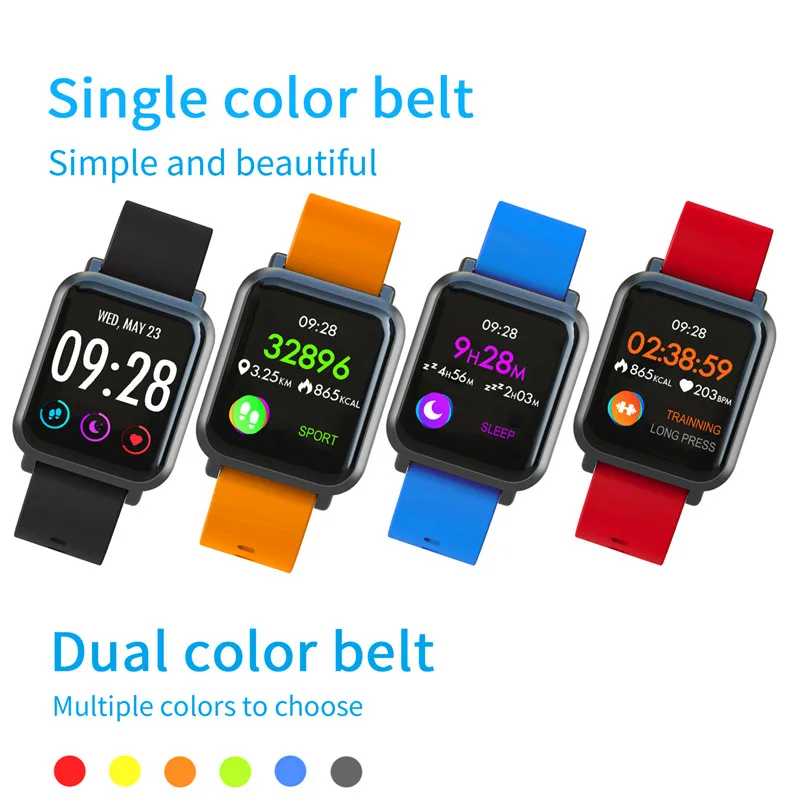 

Smart watch men's two-color IP68 waterproof fitness tracker Android bracelet smart bracelet compatible with IOS Android