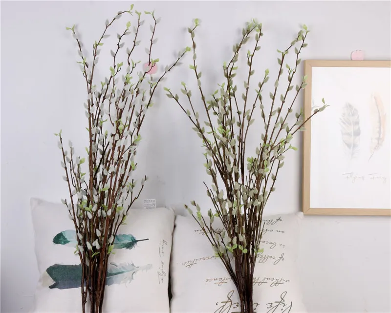 Flone Artificial Silver Willow Fruit Simulation Plant Tree Branch Silver Willow Flower Wedding Home Party Decor Art Arrangement (13)