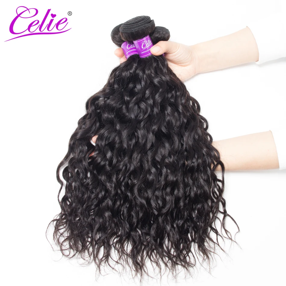 Brazilian Water Wave Bundles 4 Pcs/Lot 100% Remy Human Hair Weave Bundles Natural Black Color